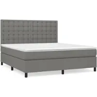 vidaXL Letto a molle con materasso grigio scuro 180x200 cm in tessuto
