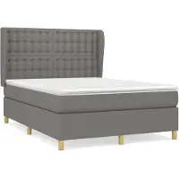 vidaXL Letto a molle con materasso grigio scuro 140x190 cm in tessuto