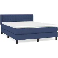 vidaXL Letto a molle con materasso blu 140x200 cm in tessuto