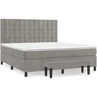 vidaXL Letto a molle con materasso grigio chiaro 180x200 cm in velluto
