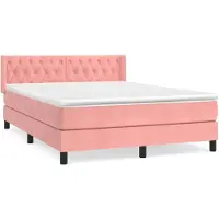 vidaXL Letto a molle con materasso rosa 140x200 cm in velluto
