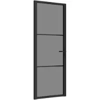 vidaXL Porta interna 76x201,5 cm nero ESG vetro e alluminio