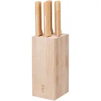 Opinel Parallèle 2403, set di 5 coltelli da carne con ceppo portacoltelli