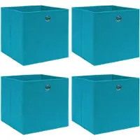 vidaXL Scatole portaoggetti 4 pz. Tessuto blu baby 32x32x32 cm