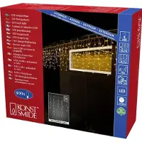 Konstsmide - Tenda luminosa a LED per pioggia di ghiaccio, con globi bianchi, 400 diodi bianchi caldi, trasformatore per esterni da 24 V, cavo trasparente ; 3673-103