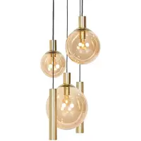 Steinhauer Lampada a sospensione Bollique, a 5 luci, rotonda, ottone, GU10 + E27