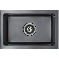 vidaXL Lavello da cucina a mano in acciaio inox nero