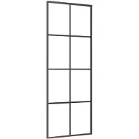 vidaXL Porta scorrevole in alluminio e vetro ESG 76x205 cm nero