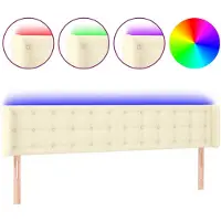 vidaXL Testiera LED Crema 163x16x78/88 cm Pelle finta