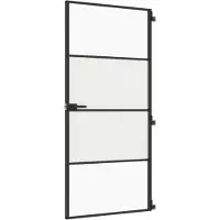 vidaXL Porta interna slim nera 93x201,5 cm vetro temperato e alluminio