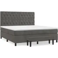 vidaXL Letto a molle con materasso grigio scuro 160x200 cm in velluto