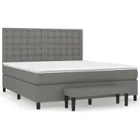 vidaXL Letto a molle con materasso grigio scuro 160x200 cm in tessuto