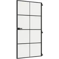 vidaXL Porta interna slim nera 102,5x201,5 cm vetro temperato e alluminio