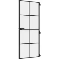 vidaXL Porta interna slim nera 83x201,5 cm vetro temperato e alluminio