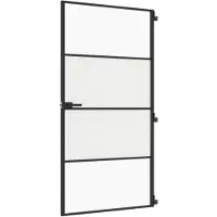 vidaXL Porta interna slim nera 102,5x201,5 cm vetro temperato e alluminio