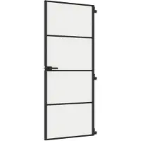 vidaXL Porta interna slim nera 83x201,5 cm vetro temperato e alluminio