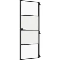 vidaXL Porta interna slim nera 76x201,5 cm in vetro temperato e alluminio