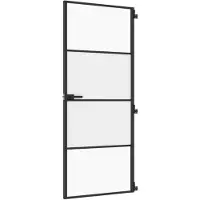 vidaXL Porta interna slim nera 83x201,5 cm vetro temperato e alluminio