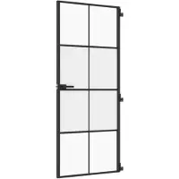 VD Home Furnishing Porta interna slim nera 83x201,5 cm vetro temperato e alluminio