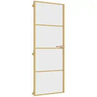 vidaXL Porta interna Slim Golden 76x201,5 cm in vetro temperato e alluminio