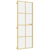 vidaXL Porta interna Slim Golden 76x201,5 cm in vetro temperato e alluminio