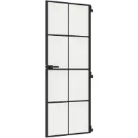 vidaXL Porta interna slim nera 76x201,5 cm in vetro temperato e alluminio