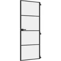 vidaXL Porta interna slim nera 76x201,5 cm in vetro temperato e alluminio