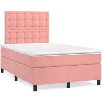 vidaXL Letto a molle con materasso rosa 120x200 cm in velluto