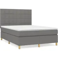 vidaXL Letto a molle con materasso grigio scuro 140x190 cm in tessuto