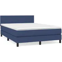 vidaXL Letto a molle con materasso blu 140x200 cm in tessuto