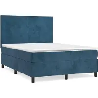 vidaXL Letto a molle con materasso blu scuro 140x200 cm in velluto