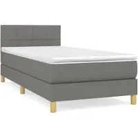 vidaXL Letto a molle con materasso grigio scuro 90x200 cm in tessuto