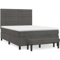 vidaXL Letto a molle con materasso grigio scuro 140x200 cm in velluto