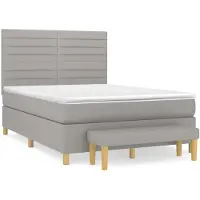 vidaXL Letto a molle con materasso grigio chiaro 140x200 cm in tessuto