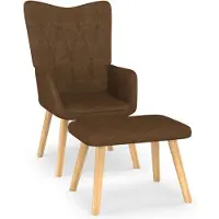 vidaXL Poltrona relax con sgabello in tessuto marrone