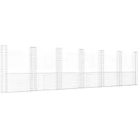 vidaXL Cesto di gabbioni a U con 7 colonne di ferro 740x20x200 cm