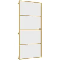 vidaXL Innenür schmal 93x201,5 cm gehärtetes Glas und Aluminiumgoldfarbe