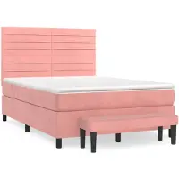 vidaXL Letto a molle con materasso rosa 140x200 cm in velluto
