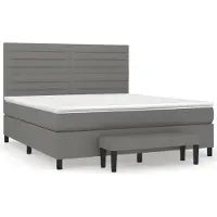vidaXL Letto a molle con materasso grigio scuro 180x200 cm in tessuto