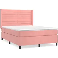 vidaXL Letto a molle con materasso rosa 140x190 cm in velluto