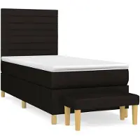 vidaXL Letto a molle con materasso nero 90x200 cm in tessuto
