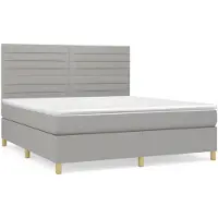 vidaXL Letto a molle con materasso grigio chiaro 180x200 cm in tessuto