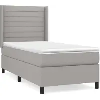 vidaXL Letto a molle con materasso grigio chiaro 90x200 cm in tessuto
