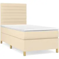 vidaXL Letto a molle con materasso crema 100x200 cm in tessuto