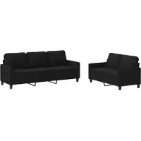 vidaXL Set divano 2 pezzi con cuscini in tessuto nero