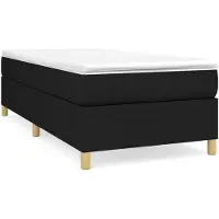 The Living Store Letto Boxspring nero 100x200 cm tessuto
