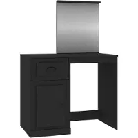 The Living Store Comodino con specchio nero 90x50x132,5 cm Materiale in legno