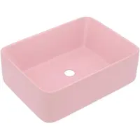 The Living Store Lavabo rosa opaco 41x30x12 cm in Vetroceramica