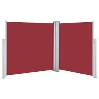 The Living Store Tenda laterale estensibile rossa 100 x 600 cm