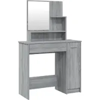The Living Store Comò con specchio Grey Sonoma 86,5x35x136 cm